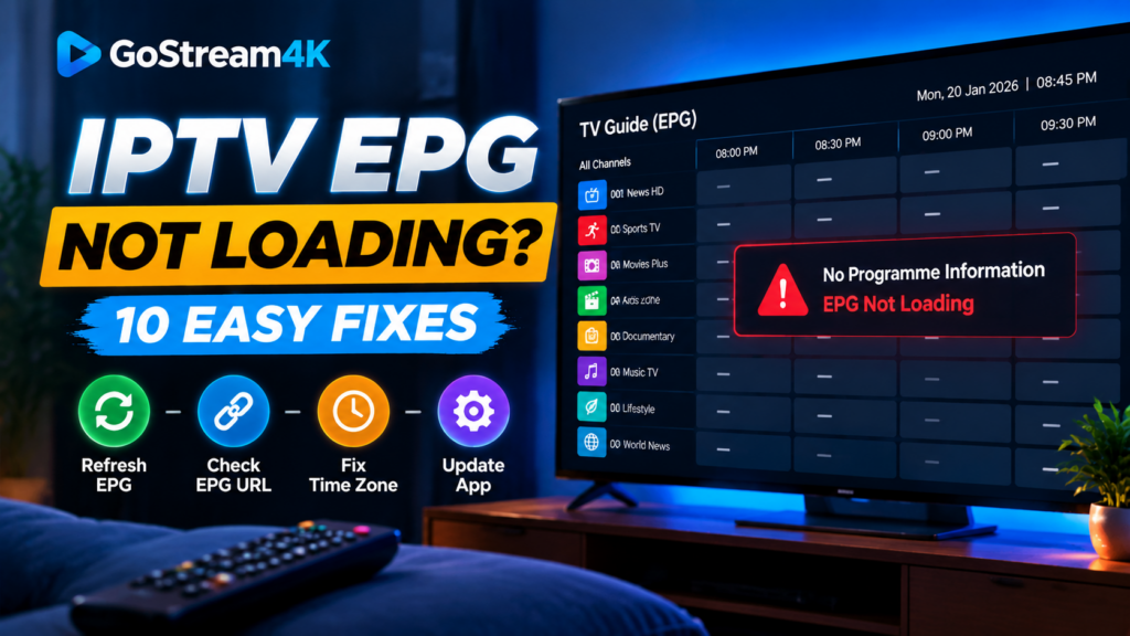 IPTV EPG not loading troubleshooting guide for GoStream4K